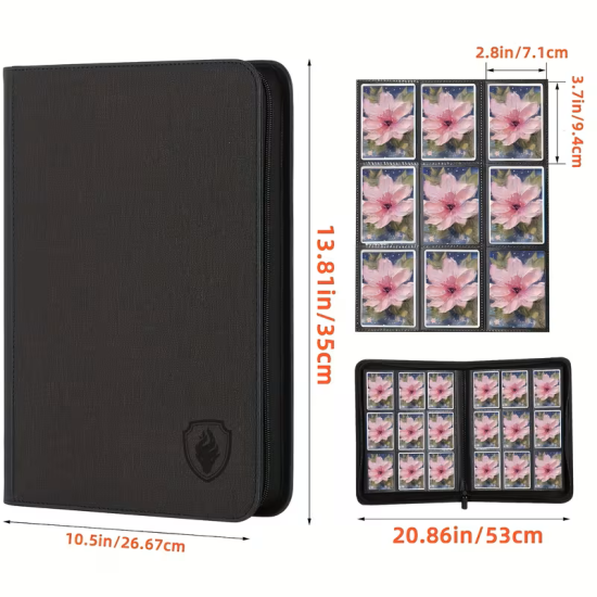 Album na Karty TCG i Sportowe – 540 Kieszonek (9-Pocket, Boczny Załadunek)  Czarny